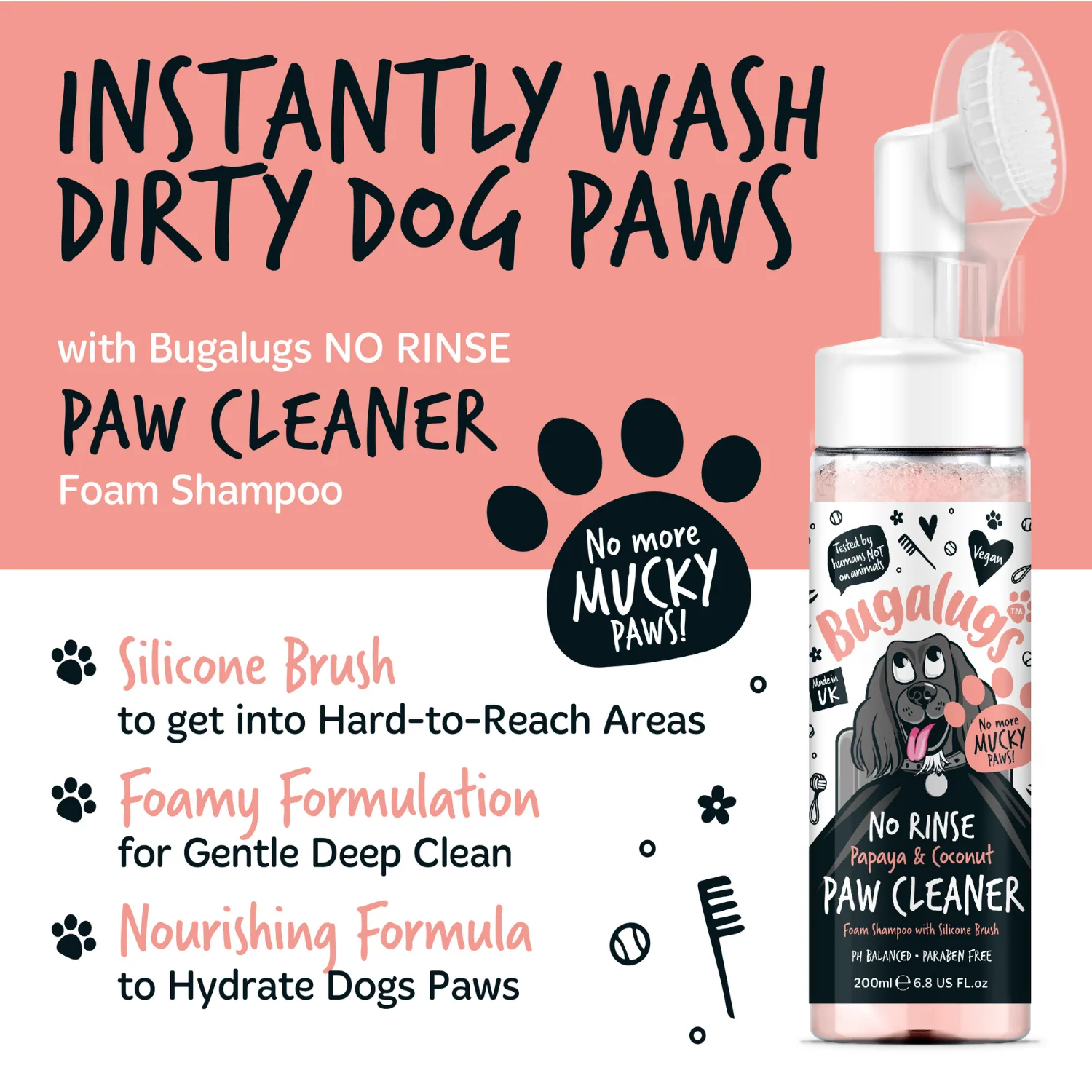 Papaya & Coconut No-Rinse Paw Cleaner for Dogs & Cats - Image 3
