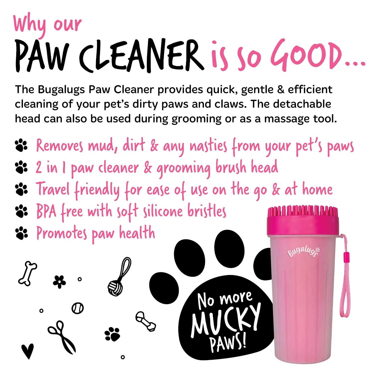 Large Paw Cleaner Cup for Dogs in Pink - Image 5