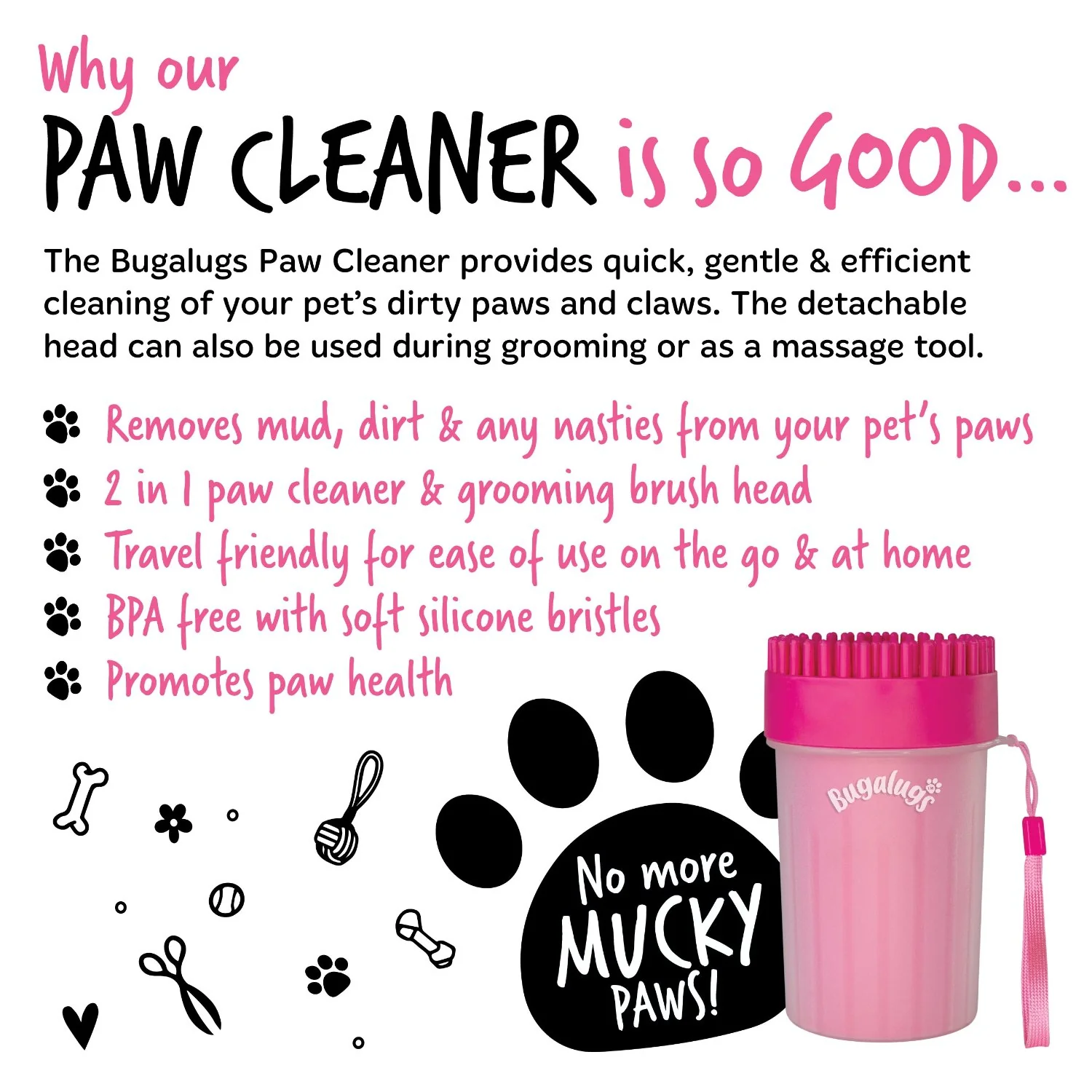 Medium Paw Cleaner Cup for Dogs & Cats in Pink - Image 5