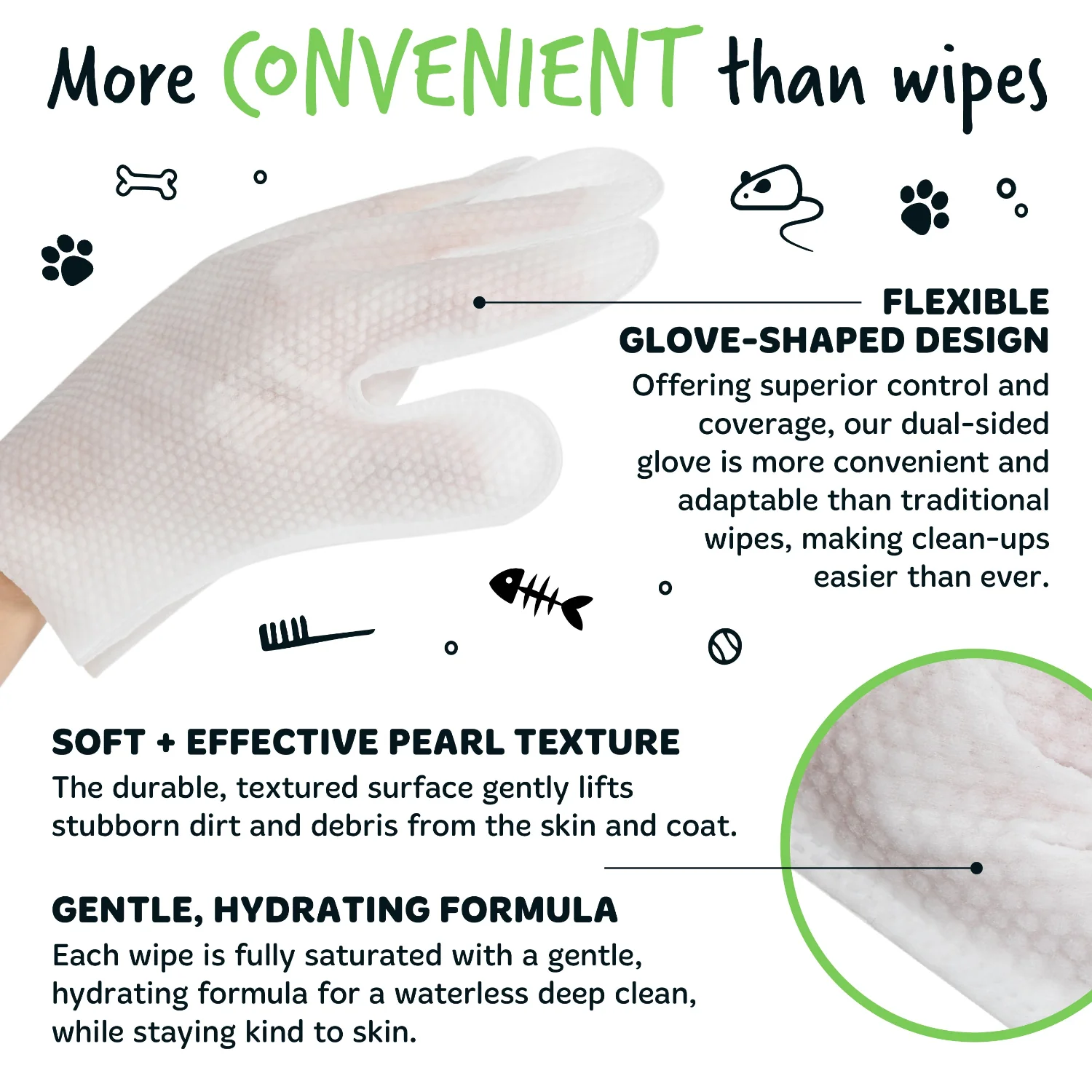 Fragrance Free Glove Pet Wipes for Full Body, Bum & Paws (30) - Image 3