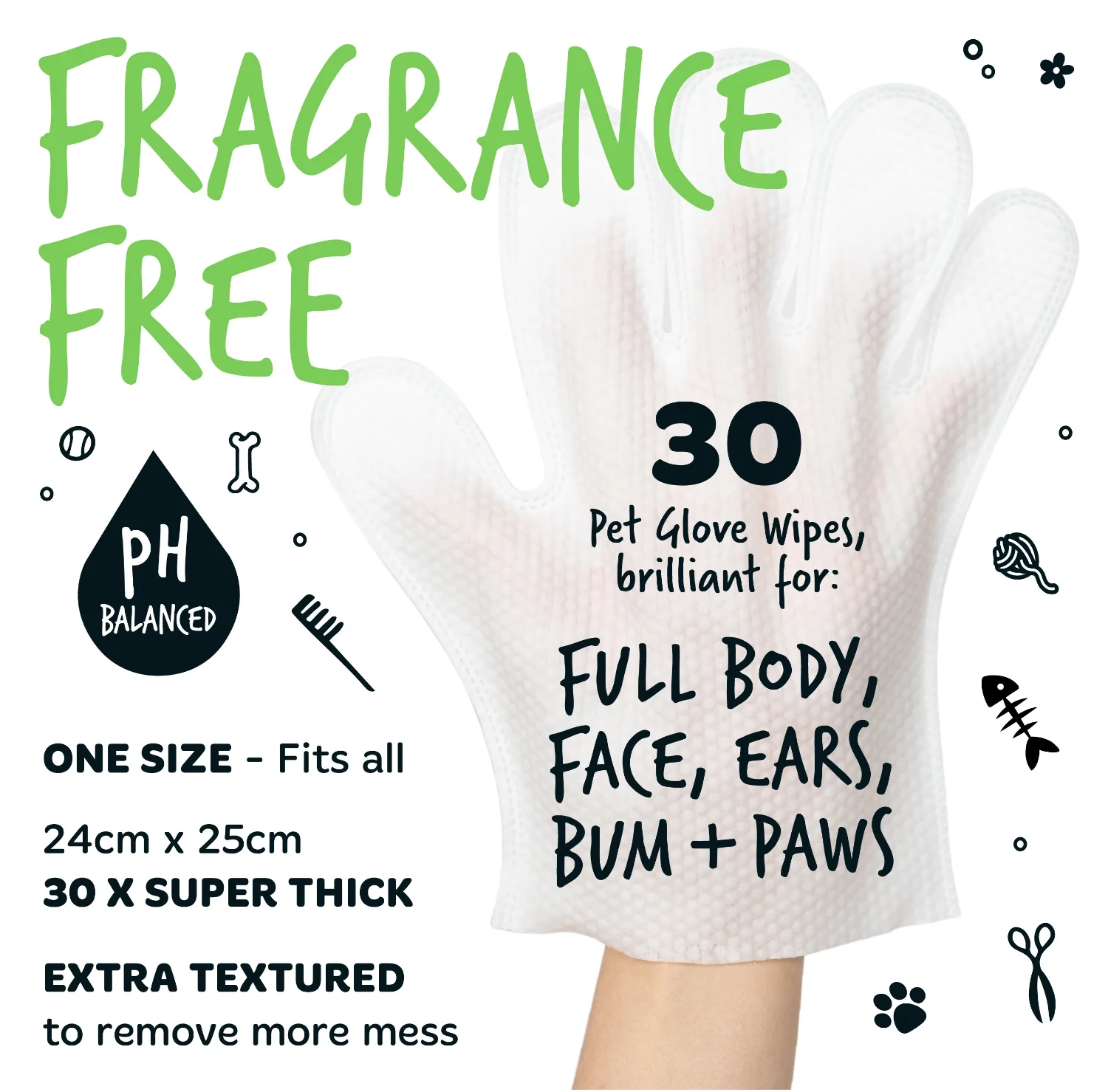 Fragrance Free Glove Pet Wipes for Full Body, Bum & Paws (30) - Image 4