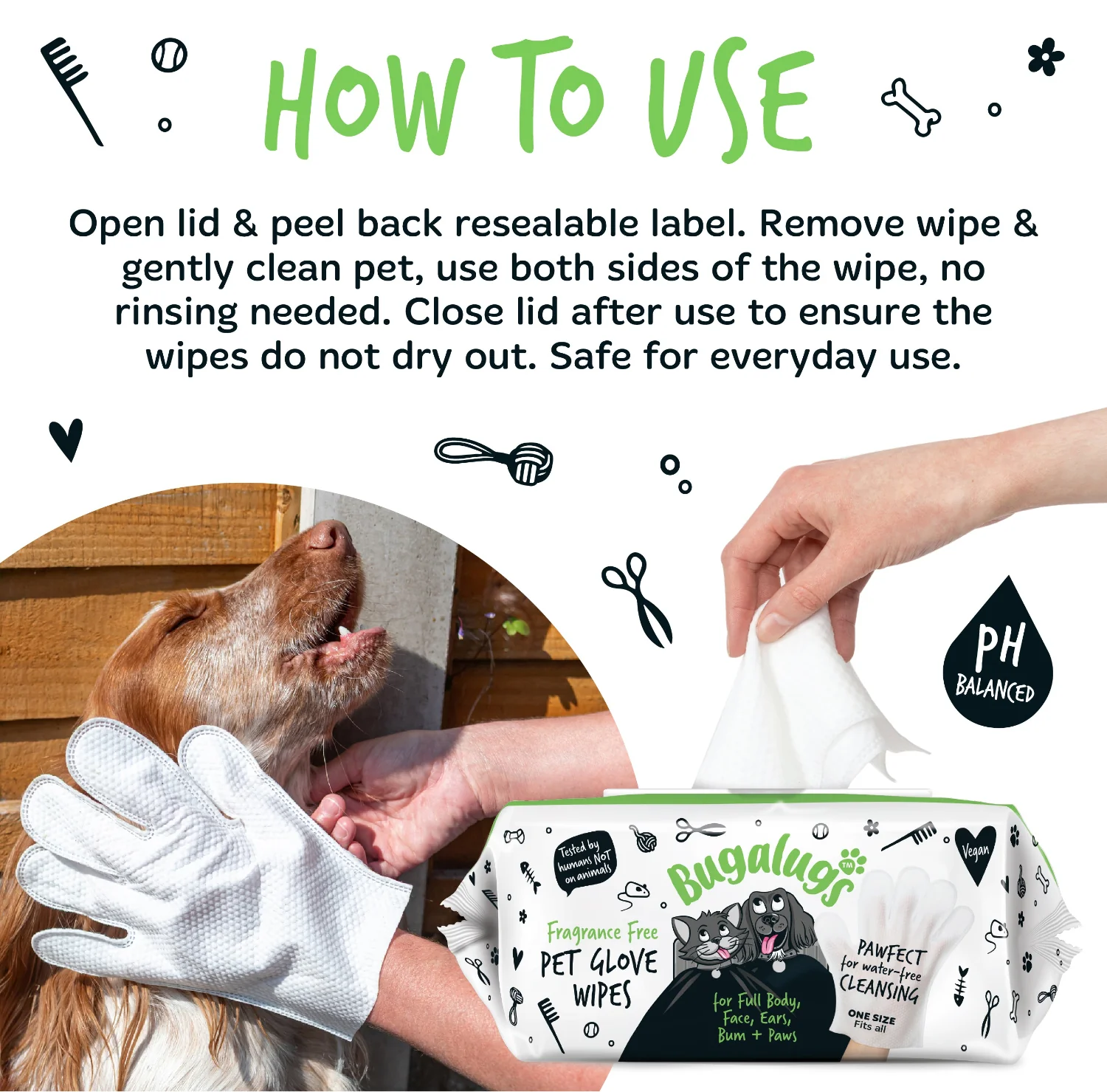 Fragrance Free Glove Pet Wipes for Full Body, Bum & Paws (30) - Image 7