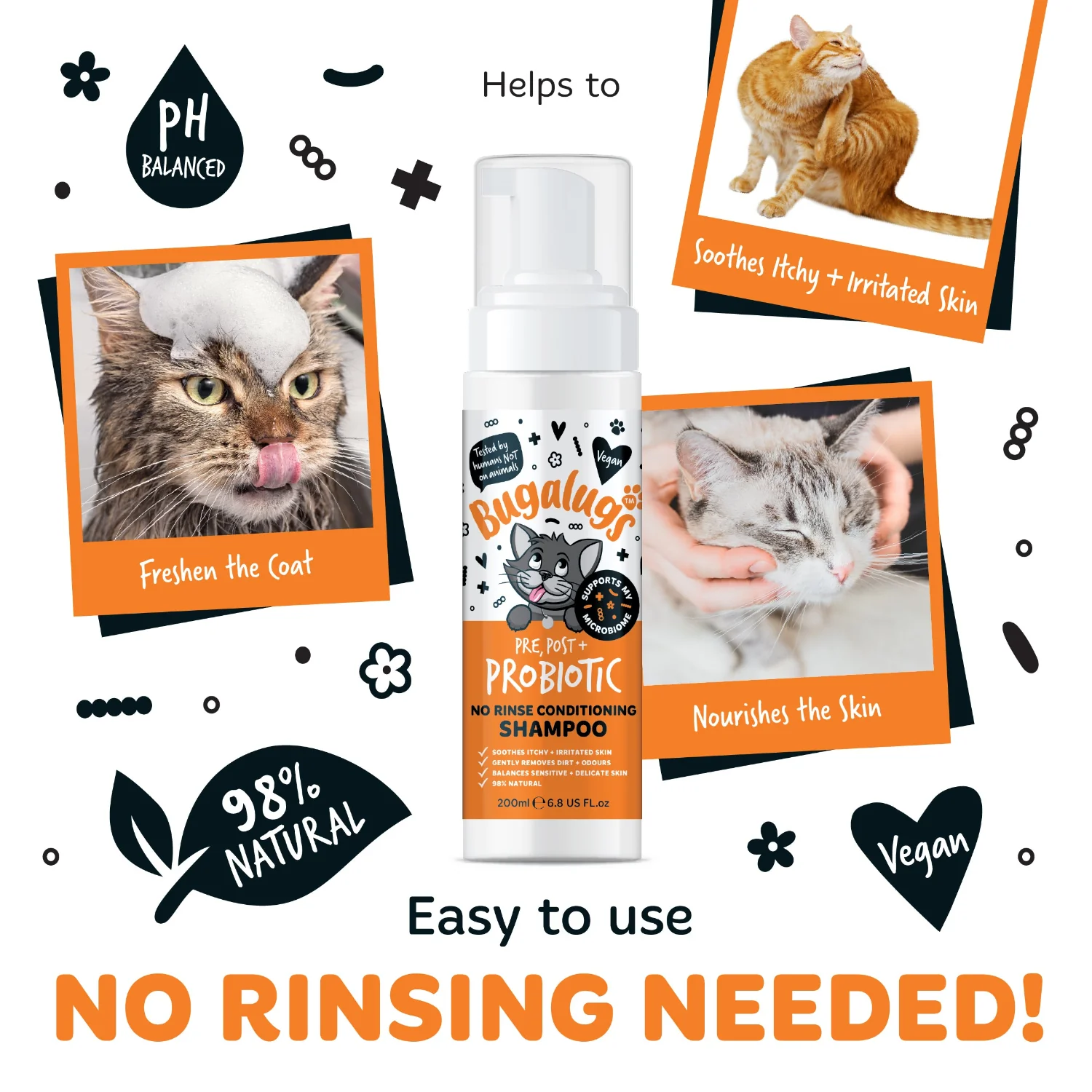 Pre, Post + Probiotic No Rinse Shampoo for Cats - Image 6
