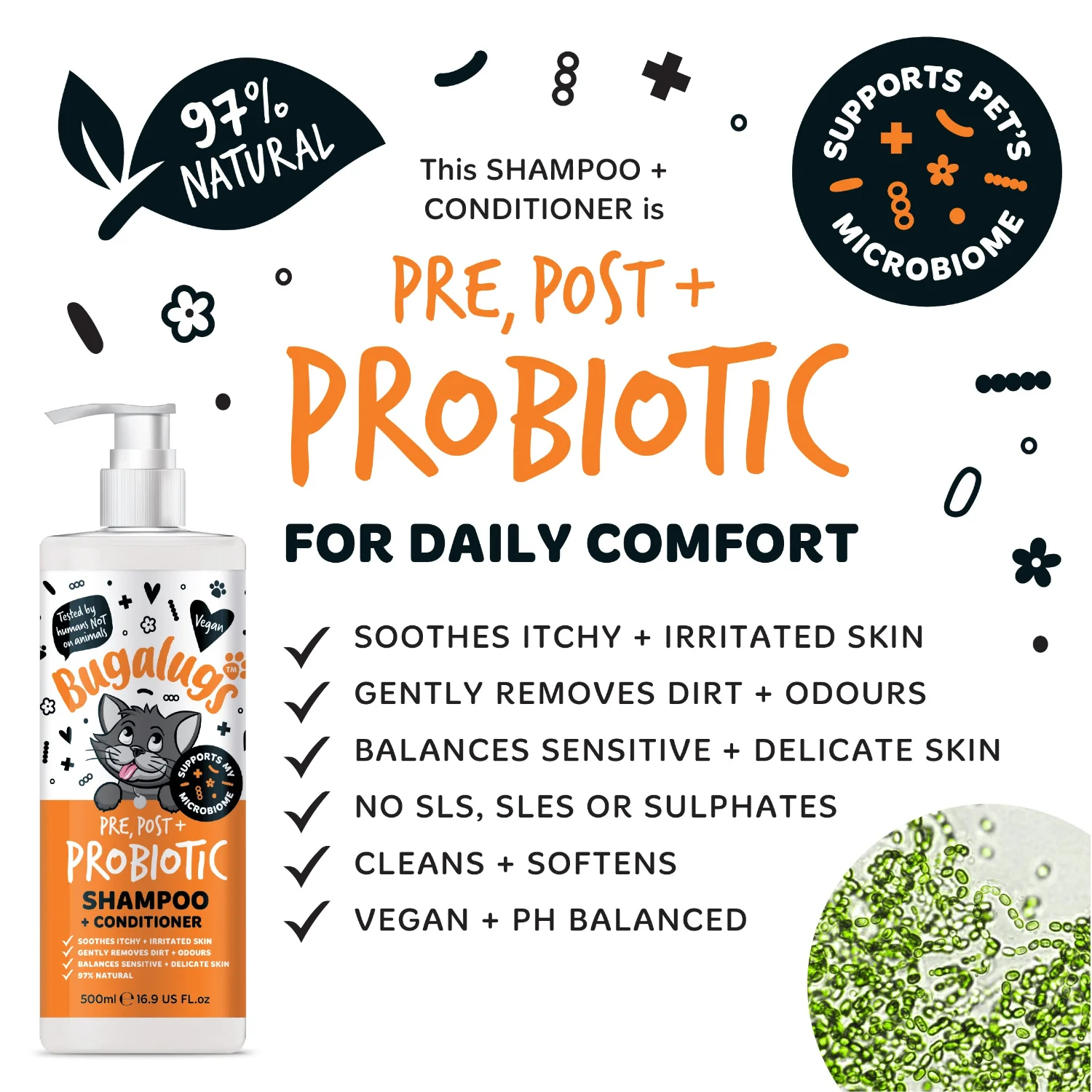 Pre, Post + Probiotic Shampoo + Conditioner for Cats - Image 3