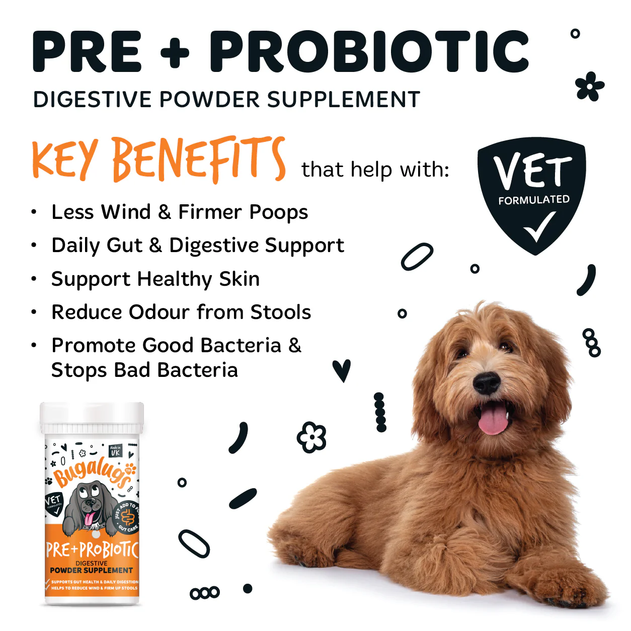 Pre & Probiotic Digestive Supplement Powder for Dogs (80g) - Image 2