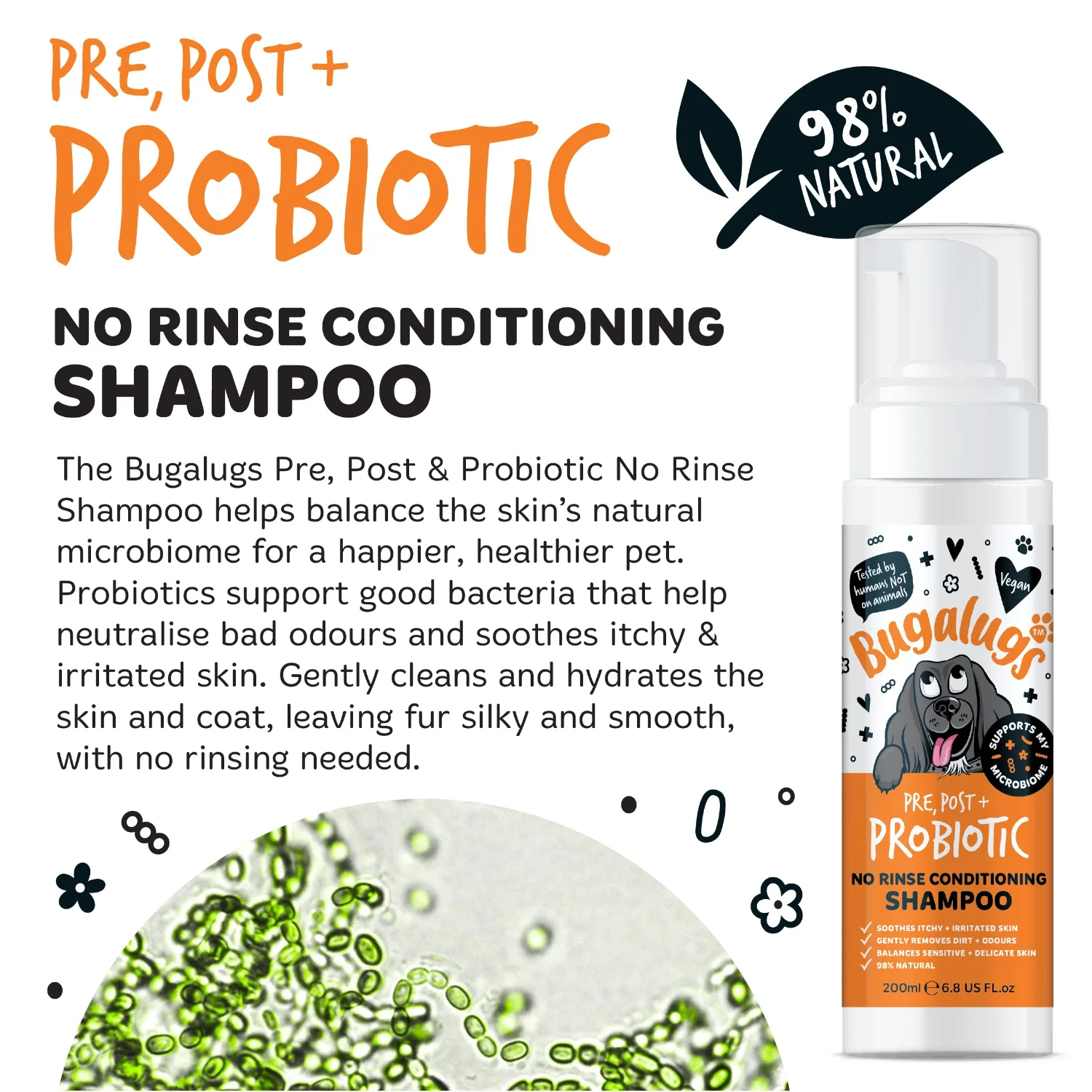 Pre, Post + Probiotic No Rinse Shampoo for Dogs - Image 2