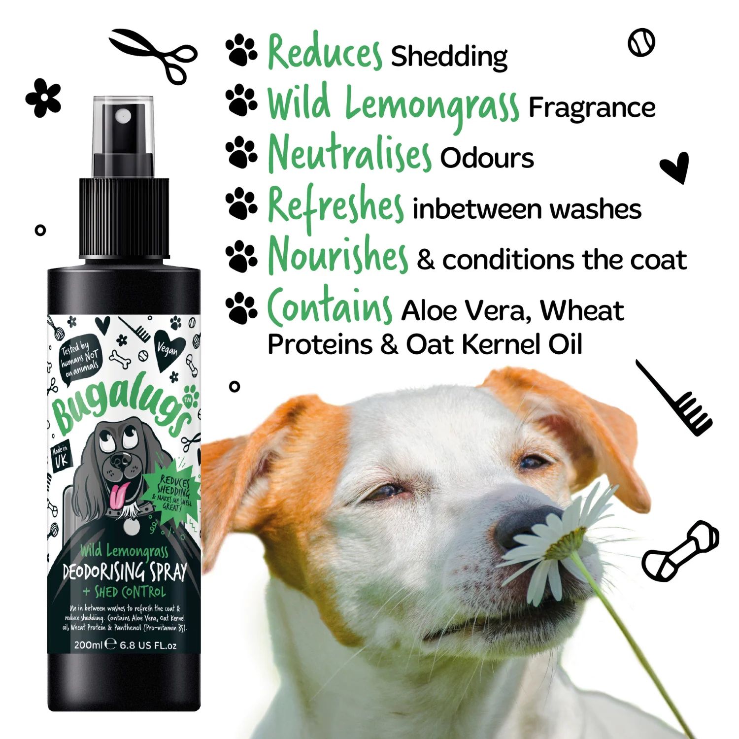 Wild Lemongrass Dog Deodorising Spray with Shed Control - Image 6
