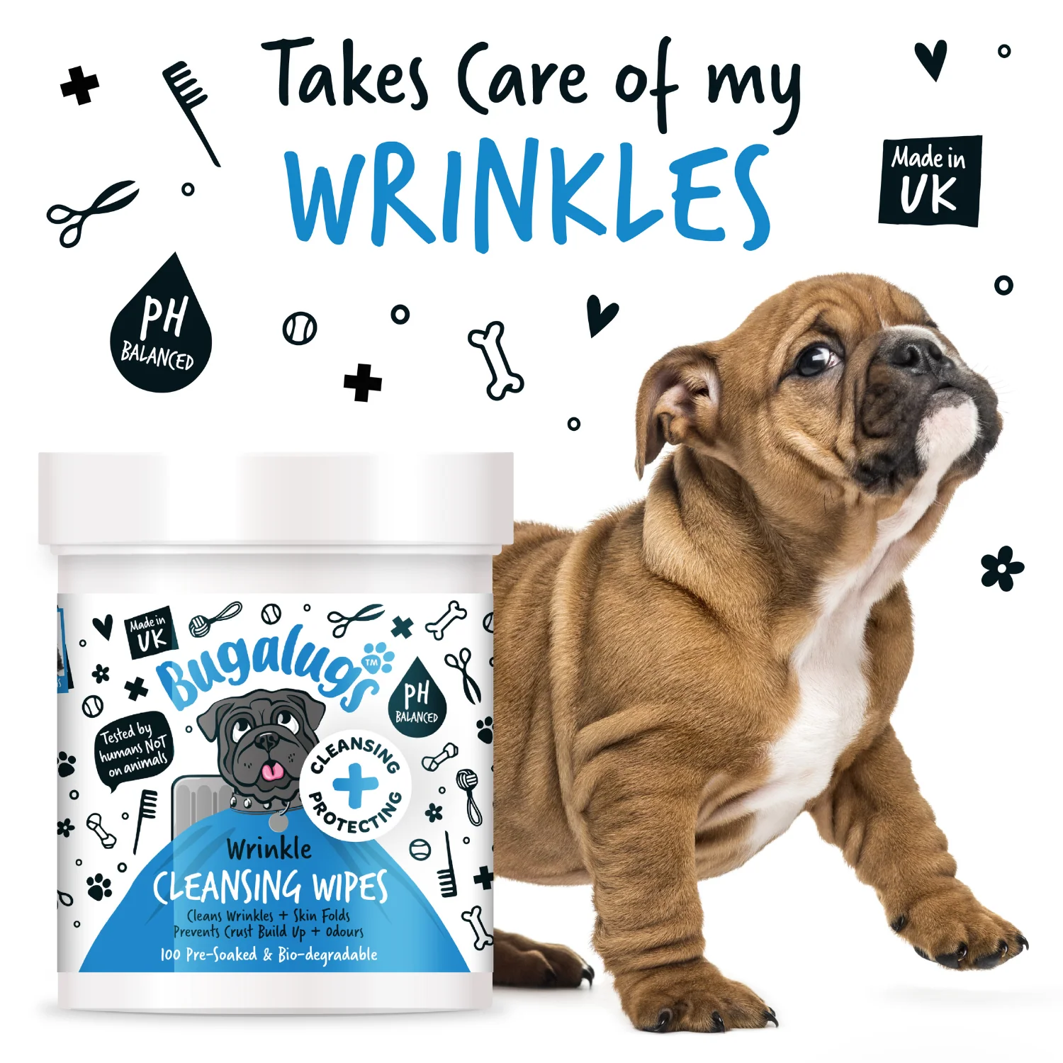 Wrinkle Cleansing Wipes 100 Pre-soaked Wipes for Dogs & Cats - Image 9